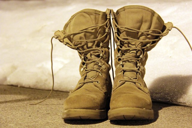 a pair of military boots